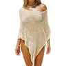 Saodimallsu Women's Plain Crochet Knitting Mesh Boho Batwing Sleeve Acrylic Poncho Top Swim Coverup - Lightweight Sports & Outdoor Beach Apparel, Pairs with Bikinis, Resort Wear