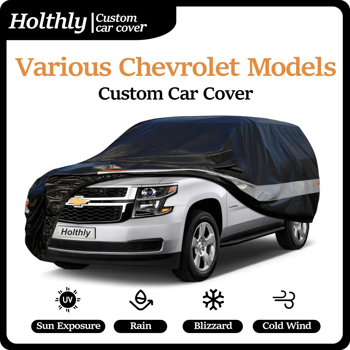 Chevrolet Custom 10-Layer Waterproof All-Weather Car Cover - Heavy-Duty Outdoor Vehicle Accessory with Reflective Strips, Storage Bag - Chevy Truck Accessory, Ideal Father's Day Gift for Chevy Owners, Vehicle Accessories