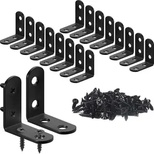 L Bracket Corner Bracket 18PCS Stainless Steel L Brackets Shelves Black Small Right Angle Bracket