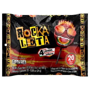 Rockaleta Gum Center Lollipop and Soft Candy 4 Chili Layers 20 Ct/ 16.93 oz