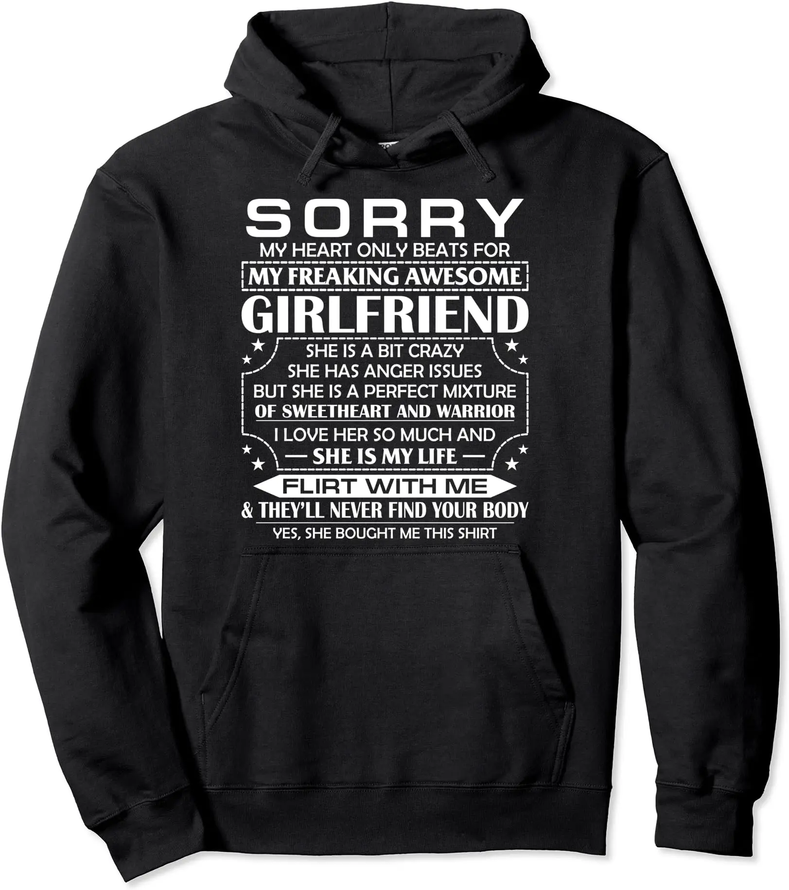 Sorry My Heart Only Beats for My Freaking Awesome Girlfriend Pullover Hoodie | Unisex Hooded Sweatshirt