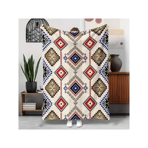 A Blanket Featuring Patterns Made Up Of Geometric Shapes (Like Diamonds And Triangles) And Lines, Those Who Love Designs As A Daily Throw Or Nap Blanket.