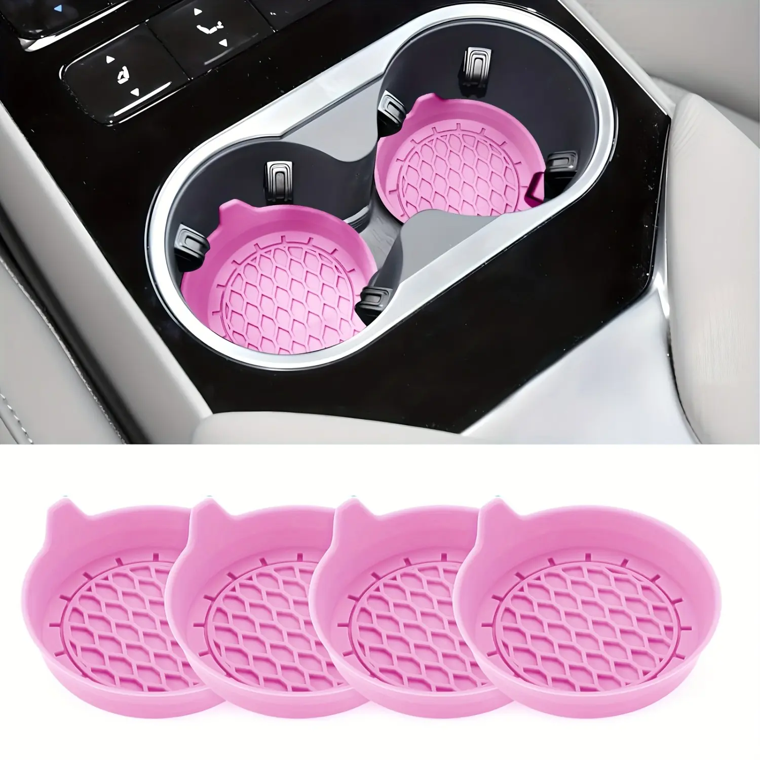 Car cup holder coasters, silicone cup holder inserts, universal anti-slip cup holders, 4-piece set of interior accessories, Car Accessory, Car Interior Kit
