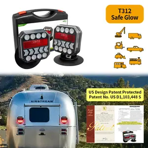 AgriEyes T312 Halo Wireless Trailer Lights Kit – Magnetic Rechargeable LED Tow Lights, 2.4GHz Stable Signal, Ultra-Bright LEDs, USB-C Fast Charge, Up to 9H Runtime, IP67 Waterproof, Portable for Trucks, Trailers & RVs, 1-Year Warranty