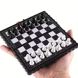 Portable Foldable Chess Set Mini Magnetic Travel Game, Strategy Board Games, Compact Pocket Size International Chess Pieces, Ideal for On-The-Go Play, Tabletop Chess Board, Board Family Games, Family Fun Game
