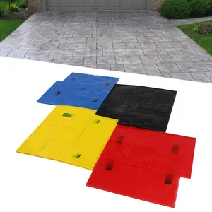 CNCEST Modern Concrete Texturing Skin 24x24 Polyurethane Stamping Mats Set 4PCS Realistic Texture for Walls Floors Blue Red Yellow Black Colors