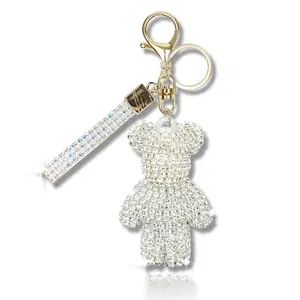 Crystal Rhinestone Keychain for Women Luxury Handbag Charm Car Key Accessory