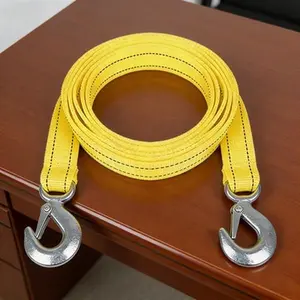 Heavy-duty trailer hitch with hook, up to 157.48 feet long, woven polyester webbing, 6000 lb load capacity, HD truck rescue belt and ATV trailer hitch, vehicle tow rope.