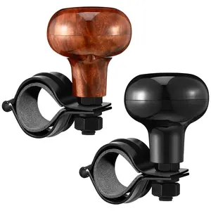 2 Pieces Steering Wheel Knob Spinner Knobs 360 Degrees Rotation Tractor Accessories For Cars  Boats(black And Brown)