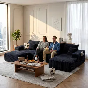 【Memorial Day Gift】【3 Packages】Oneroom oversized L/U Shape Sectional Sofa, 3 Ergonomic Deep Seat Deep Sleep Cloud Boneless Modular Couch, Plush Corduroy Psofas living room,ure Sponge Compression No Assembly Comfy Sofa for Living Room Apartment   Rental,