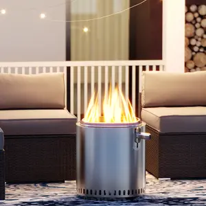 Smokeless Fire Pit for Outside, Stainless Steel Adjustable Bonfire Wood Burning Fireplaces with Removable Ash Pan & Bag, 17in Large Firepit Stove