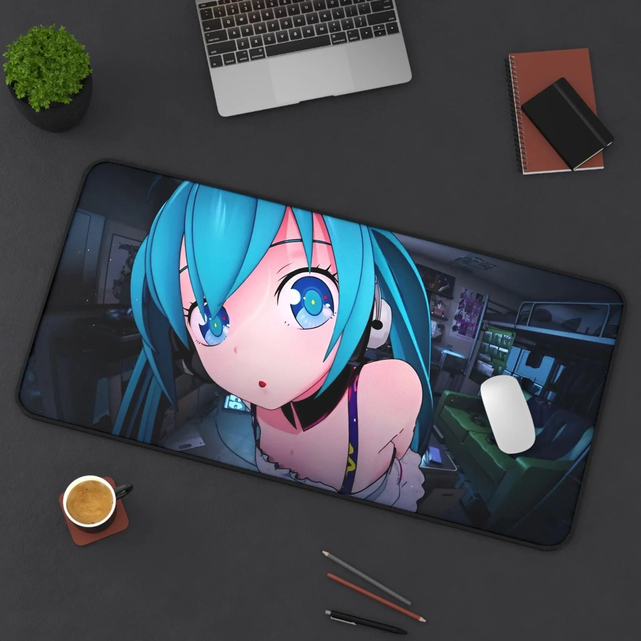 Hatsune Miku Desk Mat | Cute Character Gaming Mouse Pad | Office Decor | Gift for Gamers | Home Workspace Accessory