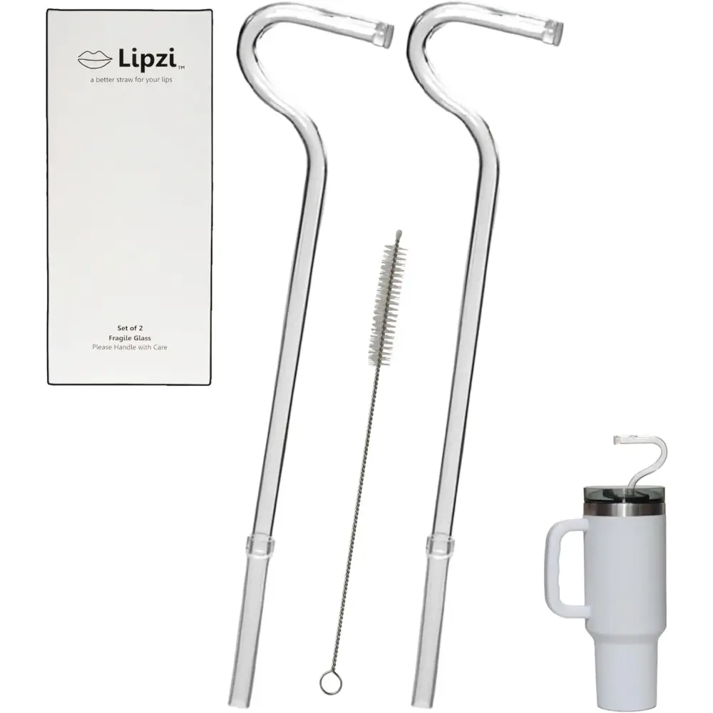 Anti-Wrinkle Drinking Straws for 40oz Tumbler, Clear Reusable Straws with Cleaning Brush, Eco-Friendly, 2 Pack