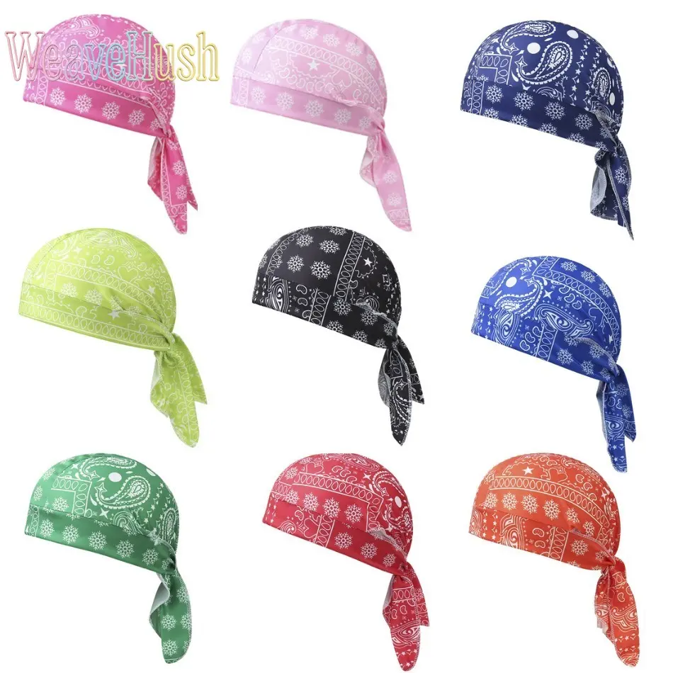 Women's Polyester Pirate Hat - Biker-Ready Liner, Stretchable Fabric, Sweat-Dry, Snowflake Designs (7 Fluorescent Green, 8 Navy Blue, 9#Pink, 10#Yellow), Cashew Nut Pattern, Breathable Headscarf Cap for Outdoor Sports & Daily Casual Use