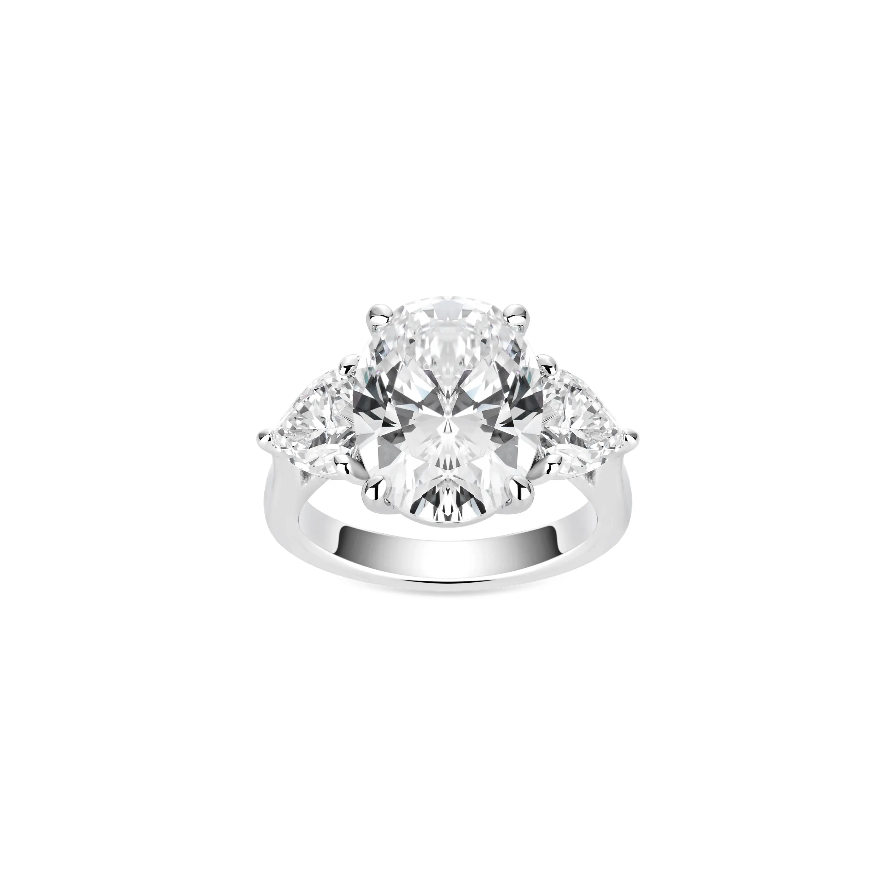 VAMERAY #41002 9 Carat Oval Cut Three-Stone Prong-Set Ring