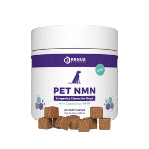RENUE PET NMN Longevity Chews for Dogs - 60 Soft Chews with Liposomal NMR for Dog Health and Weight Management