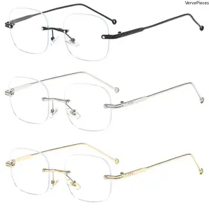 Ultra-Light Frameless Non-Prescription Glasses - Transparent, Clear-Tint, Crystal-Clear Flat Lenses, Minimalist Design for Digital Screen Use, Transparent Non-Prescription Glasses, Clear-Tint Non-Prescription Glasses