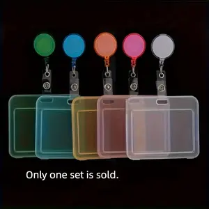 Durable Transparent Horizontal Card Holder with Easy Pull Loop, Retractable Badge Holders, Suitable for Teachers Students ID Cards Keycards Driver Licenses