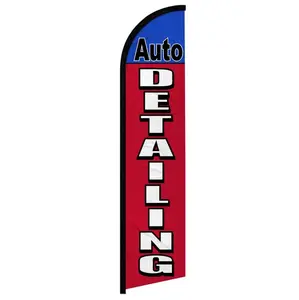 Auto Detailing (Red & Blue) Windless Banner Flag