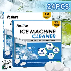 Ice Maker Cleaner-12Pcs,24Pcs,36Pcs Cleaning Tablets, Suitable for All Household Ice Maker Machine and Stainless Steel, Deep Cleaning, Deodorizing, Descaling, Non-Toxic Household Kitchen Appliance
