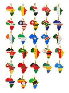 1pc 3.8CM Hip-hop Africa Map Pendant Necklace Jewelry Ghana Nigeria Congo Sudan Somalia Uganda Zimbabwe Zambia Liberia