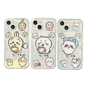 Cute Chiikawa Hachiware Usagi‌ Momonga Unique Artistic Transparent Magnetic Kawaii Phone Cases for IPhone 17 Promax Pro Air 16 Plus 15 14 13 12 11 Clear TPU Shockproof Protective Cover Gift For Birthday Christmas