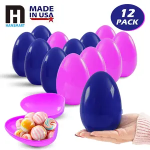 12pcs Large Plastic Easter Eggs, MADE IN USA, Fillable 5.12" Bright Easter Eggs Assorted Colors for Easter Eggs Hunt Easter Basket Stuffer Filling Treats and Classroom Prize, Easter Party Favor