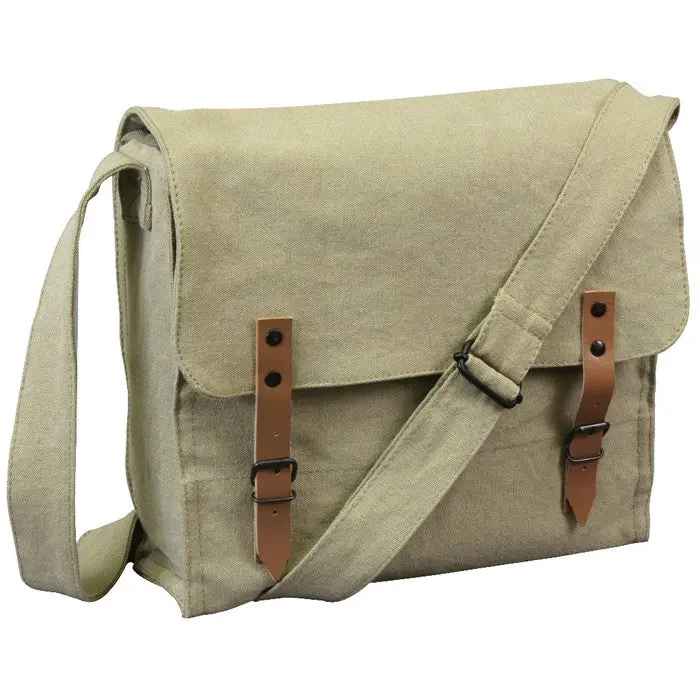 Khaki Medic Bag, Vintage Stonewashed Cotton Canvas Crossbody with Adjustable Strap, Secure Flap & Leather Buckle Closure, Flapsecure Close, Adjustable Sling Bag, Stylish Crossbody Bags