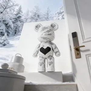 Heart Bear 3D Puzzle Building Blocks Decoration, Bookshelf Home Office Cabinet Decor, Party Living Room TV Stand Display Gift