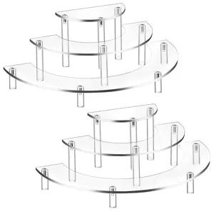 2-Pack Durable Acrylic Riser Display Stands - Home Organizers with 3-Layer Adjustable Metal Racks and Box for Home Supplies, Ideal for Window, Garage Storage
