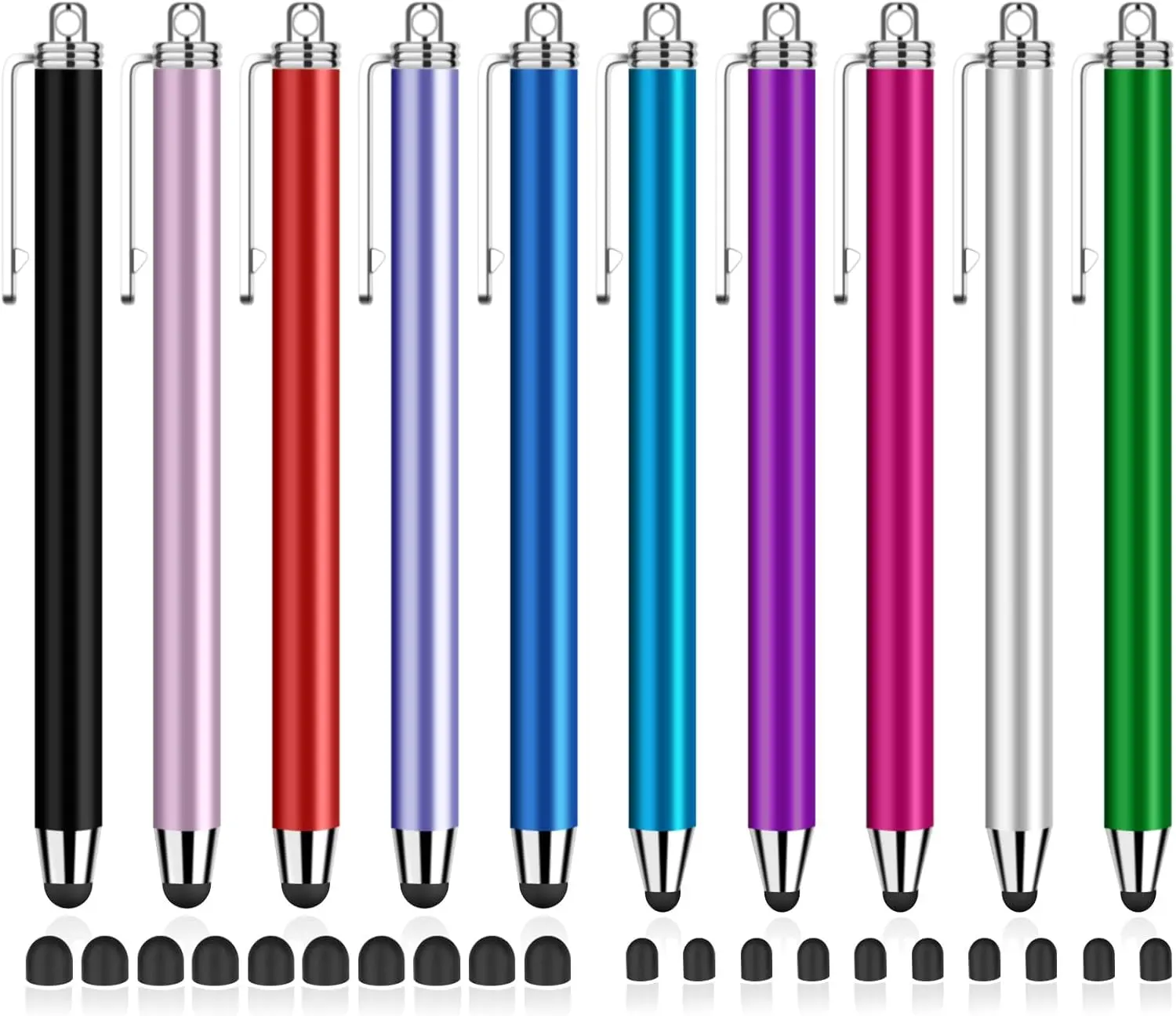Stylus Pens for Touch Screens, Stylushome 10 Pack 0.24"+0.36" High Sensitivity Stylus with 20 Pcs Replacement Capacitive Tips for iPhone iPad Android PC Tablets All Universal Touchscreens