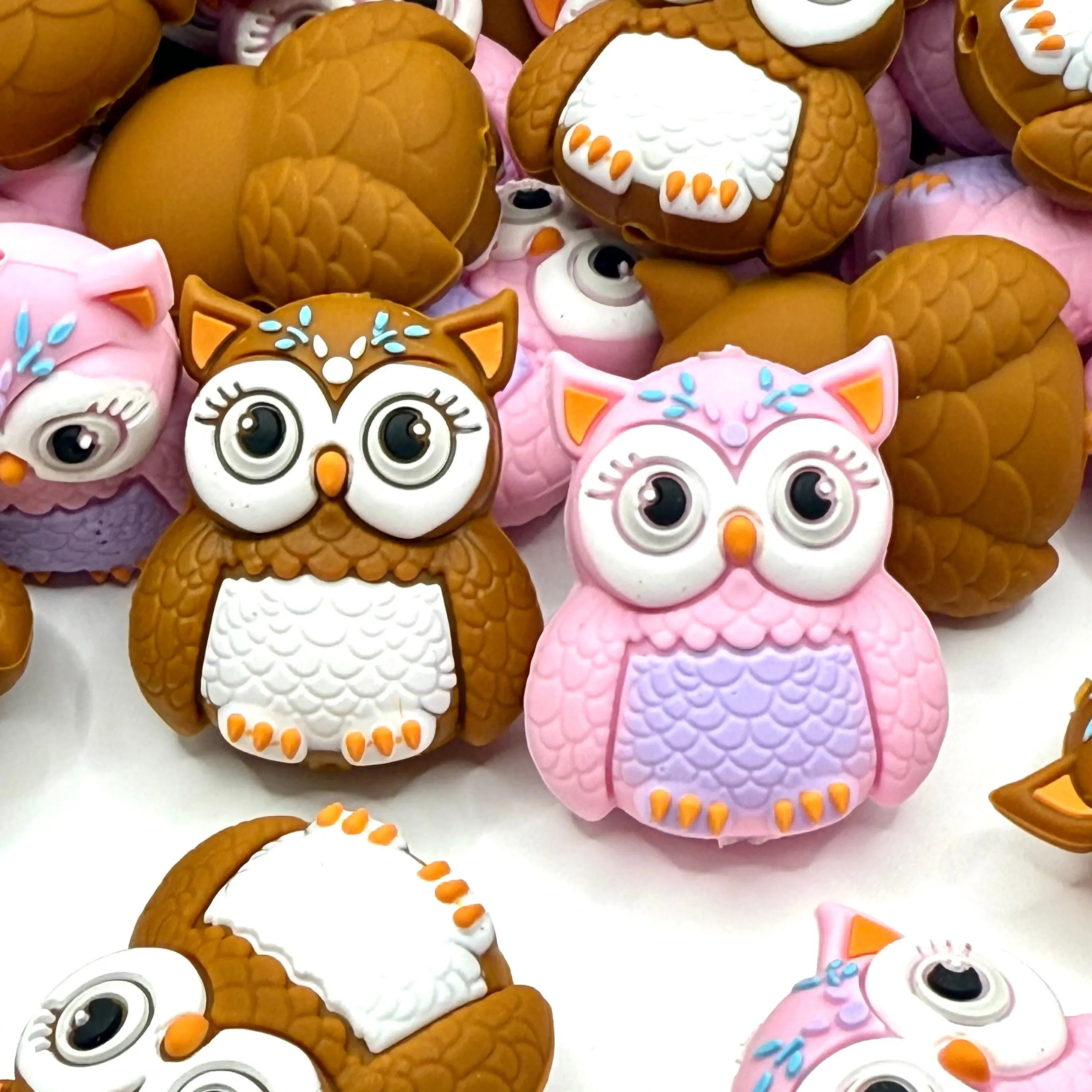 1pc Whooo’s The Cutest? 3D Silicone Focal Beads - Owl Shape Beading for Beaded Custom Pens DIY Crafting Supplies