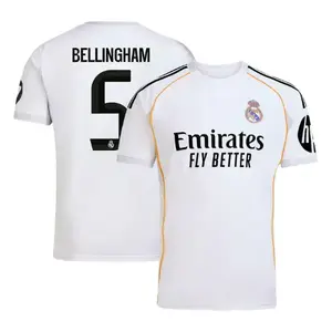 Unisex Real Madrid Team Bellingham #5 2025/26 LaLiga Home Stadium Replica Soccer Jersey - White