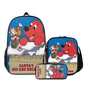 Clifford-the-Big-Red-Dog-3PCS Backpacks for Girls Set, Cute School Backpack for Girls Boys with Lunch Box and Pencil Case, Aesthetic Bookbag for Teens, Lightweight Classic Backpack for Travel, Work, Picnic A-0718