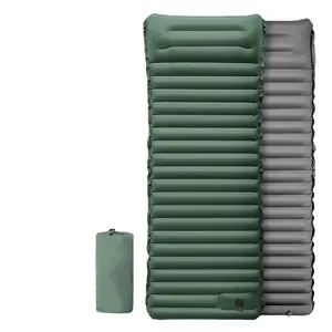 Outdoor Camping Sleeping Pad Inflatable Mattress with Pillows Ultralight Air Mat Built-In Inflator Pump Travel Hiking