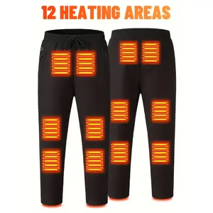 Unisex 12-Zone Heated Pants - Waterproof Soft Shell Fabric 9V High Power Warm for Winter Outdoor Activities & Commute [Power Bank Not Include]