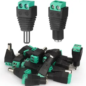 5/10/25 Pairs of 12V 5A DC Power Plug Connectors (5.5mm X 2.1mm) for LED Light Strips, Lighting, CCTV Cameras, Security Systems, Etc. Durable Cylindrical Adapter Plugs