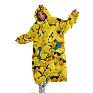 hoodie blanket, Wearable Blanket、Hooded Blanket Wearable Digital Print Flannel Blanket, Soft Warm Sunlight Duck Style, Trendy Printed Home Leisure Air Conditioning Blanket、Christmas Gift,Valentine's Day gift, Cozy Hooded Blanket