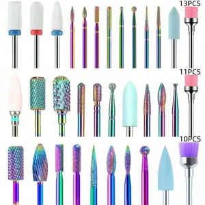 10/11/13PCS Electric Nail Drill Bits Set, Acrylic Nail Files for Manicure & Pedicure, with Storage Case