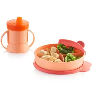 Cup & Dish set - with divided dish and handle as well as a seal for on the go Drinkware Silicone Tumbler