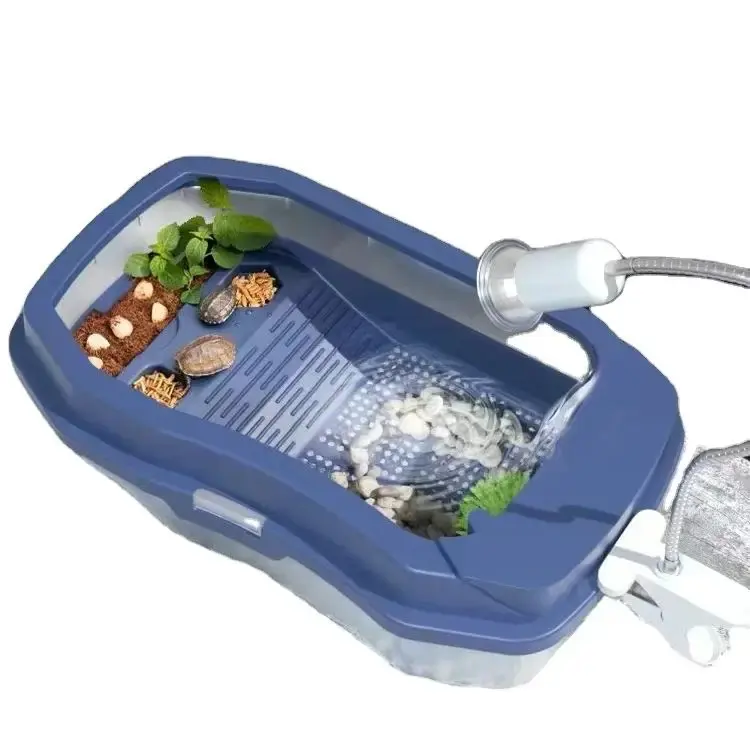 Plastic Turtle Tank Aquarium - 1L, 381g, High-Quality Anti-Escape Sustainable Reptile Habitat with Built-In Filter System, Low-Maintenance Desktop Mini Terrarium for Home Decor, Rest & Swimming, Mini Sized Products