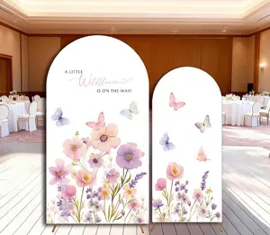 15-day Delivery Little Wildflower is on the way Arch Backdrop Cover Butterfly Girl Baby Shower Floral Birthday Party