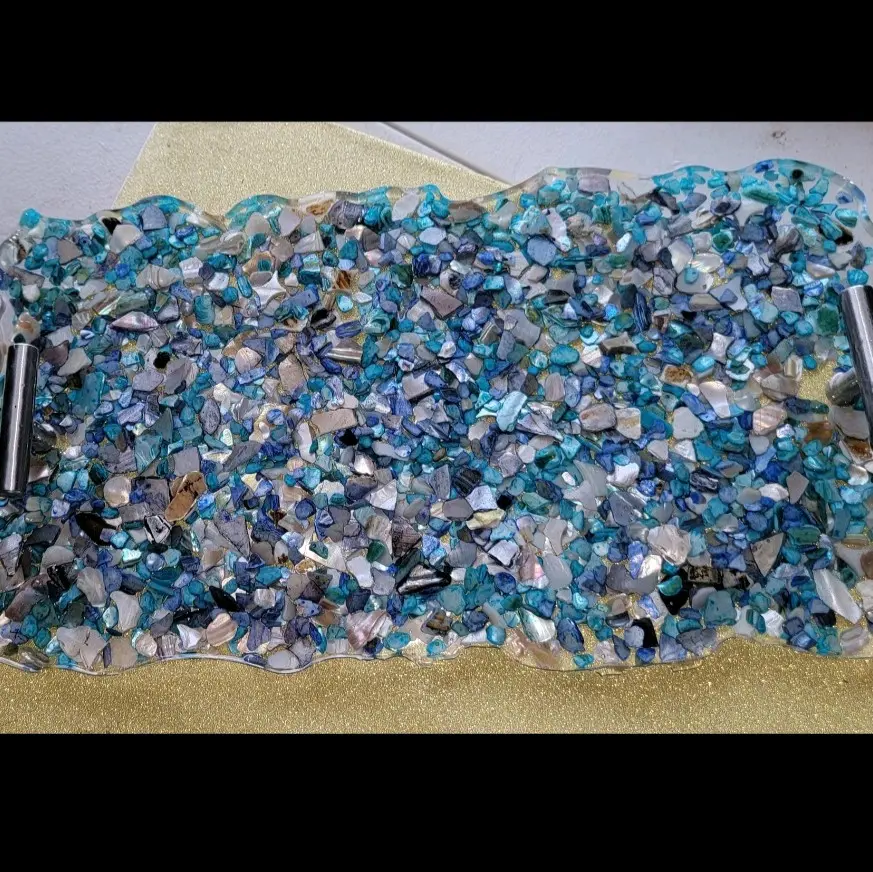 Epoxy Resin Crushed Shells Serving Tray