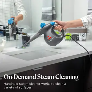 BISSELL Steam Shot Omni Pressurized Handheld Multi-Surface Natural Portable Steam Cleaner with 7 tools for tile, grout, windows, bathrooms, kitchen, auto