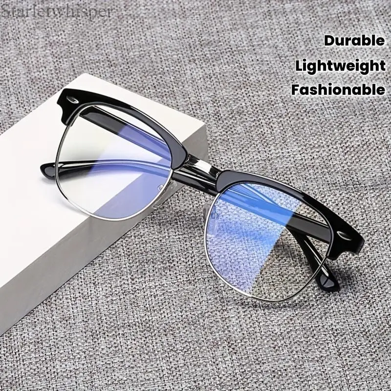 Y2K Anti-Blue Light Glasses Black Metal Frame for Men Women, Lightweight Computer Eyeglasses Reduce Eye Strain, Trendy Gaming Glasses for Phones Tablets Laptops Office Work Daily Use