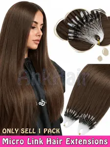50pcs/pack Strands Microlink Hair Extensions, Synthetic Hair Extensions, Ultra Smooth and Super Soft, Silky Straight Micro Bead Hair Extensions for Women