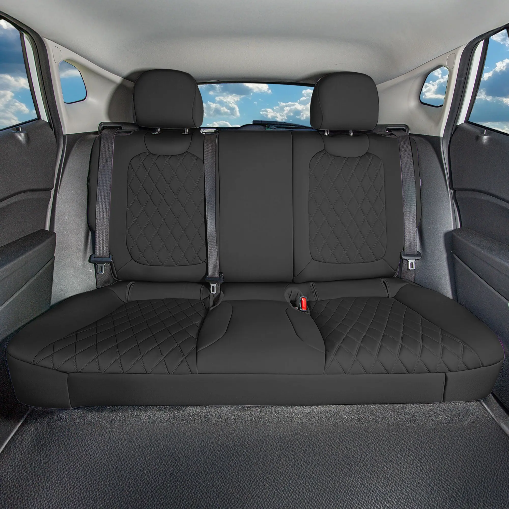 Chevrolet Trax 2024-2026 Rear Seat Covers, Black Ultraflex Neoprene, Customized Fit Seat Cover Solutions, All Seasons, Carpools, Consistent Coverage, Protects Rear Seats