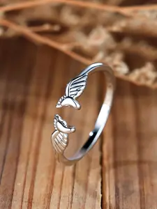 Cute Baby Footprint Angel Wings Design Rings for Women, Casual Daily Wear, Anniversary Birthday Gift, Elegant Stackable Rings All Seasons Birthday Mother's Day gift Stacking Rings