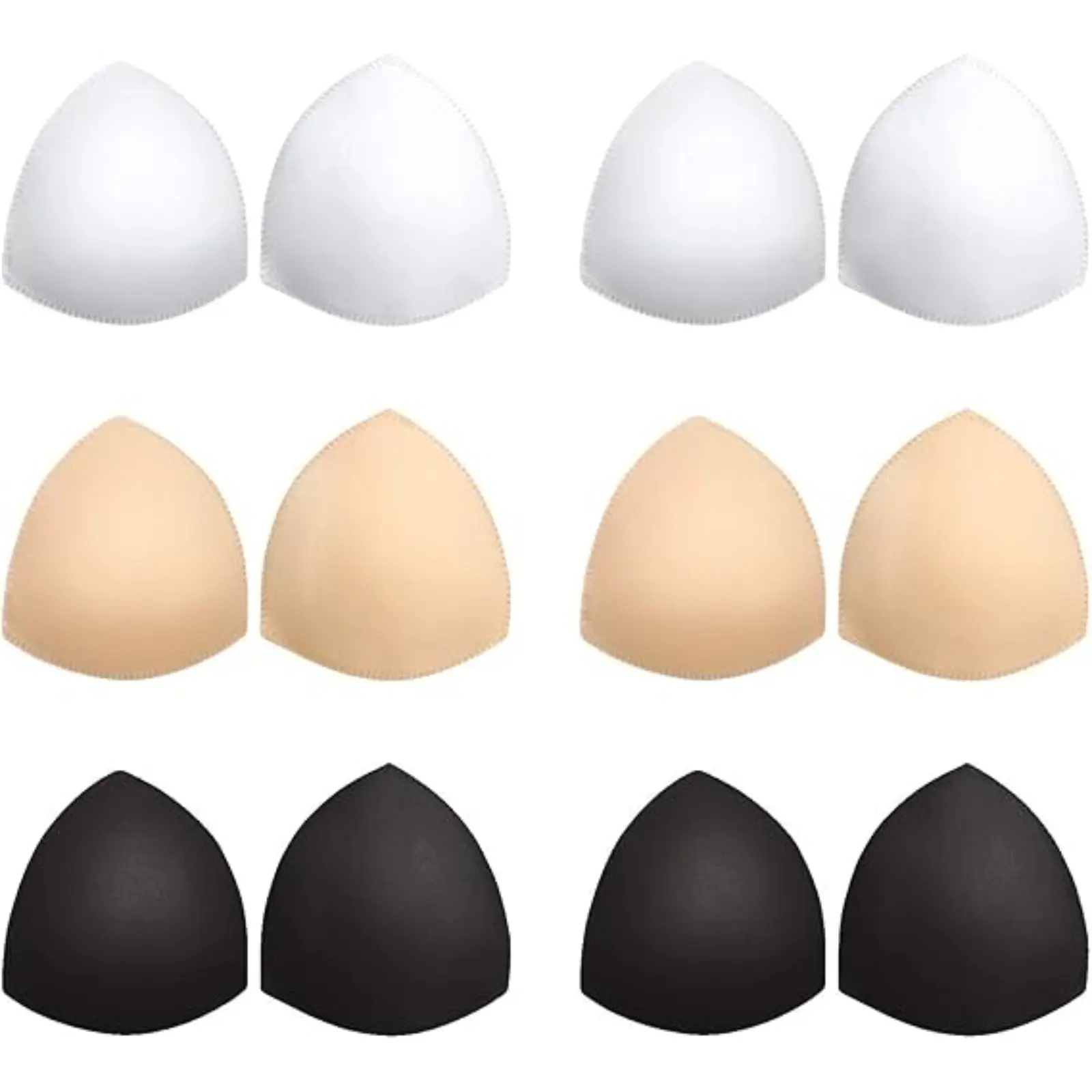 Bra Pads Inserts 6 Pairs Removable Breast Enhancers in White Beige and Black Colors for Women's Bra Cups Versatile Styling Options