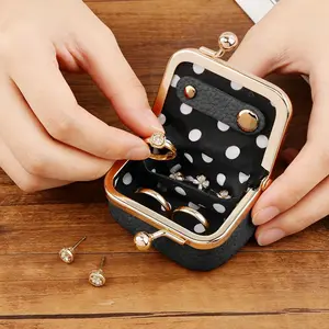 PU Leather Mini Jewelry Box, Vintage Portable Mini Jewelry Organizer with Kiss Lock, Compact Travel Case for Rings, Earrings, Necklaces - Ideal Gift for Women